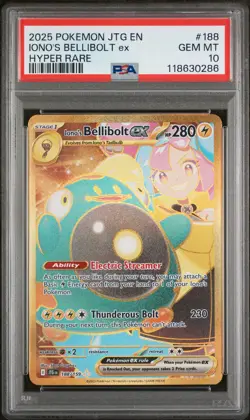 2025 POKEMON JTG EN-JOURNEY TOGETHER HYPER RARE #188 IONO'S BELLIBOLT EX PSA 10 - Image 1