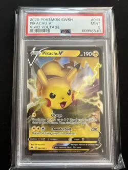 2020 Pokemon SWSH Vivid Voltage Pikachu V #043 PSA 9 - Image 1