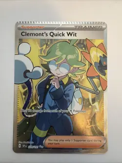 2024 Pokemon Surging Sparks Clemont's Quick Wit 229/191 Crimp Error miscue - Image 1
