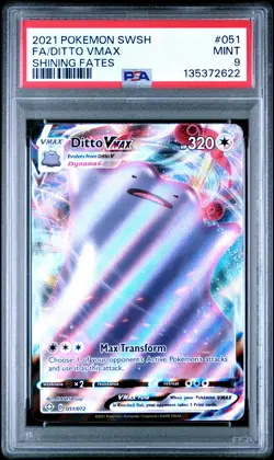 2021 POKEMON SWORD & SHIELD SHINING FATES #051 FULL ART/DITTO VMAX PSA 9 - Image 1
