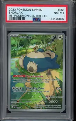 PSA 8 - 2023 Snorlax 051 Sv: Scarlet & Violet Promo Pokemon Center Stamp - Image 1