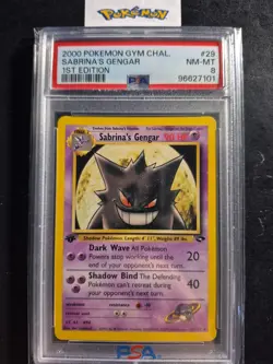 First Edition 2000 Pokemon Gym Challenge 29/132 Sabrina's Gengar PSA NM-MT 8 - Image 1