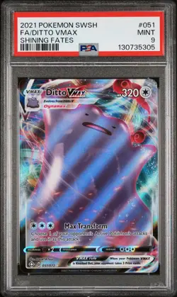 2021 POKEMON SWORD & SHIELD SHINING FATES #051 FULL ART/DITTO VMAX PSA 9 - Image 1