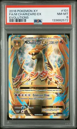 2016 POKEMON XY EVOLUTIONS #101 FULL ART/M CHARIZARD EX PSA 8 - Image 1