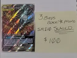 Moltres Zapdos Articuno GX Tag Team SM210 Pokemon Black Star Promo Sealed - Image 1