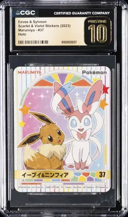 2023 POKEMON SCARLET & VIOLET STICKERS MARUMIYA EEVEE & SYLVEON CGC 10 PERFECT - Image 1