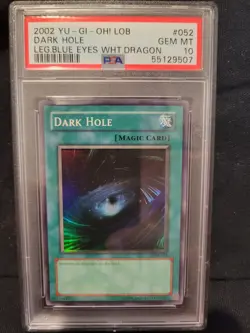 2002 YU-GI-OH! LOB-LEGEND OF BLUE EYES WHITE DRAGON #052 DARK HOLE PSA 10 - Image 1