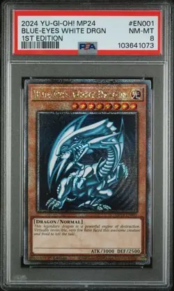 Yugioh PSA 8 BLUE-EYES WHITE DRAGON MP24-EN001 QUARTER CENTURY SECRET RARE SDK - Image 1
