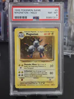 1999 POKEMON BASE SET UNLIMITED #9 MAGNETON-HOLO PSA 8 - Image 1