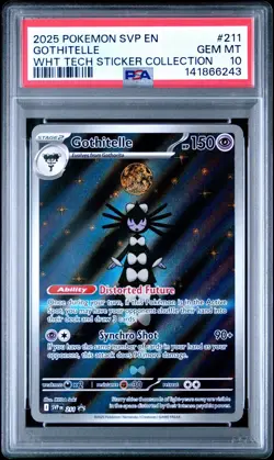 PSA 10 GOTHITELLE #211 2025 POKEMON SVP EN BLACK STAR PROMO WHITE TECH STICKER - Image 1