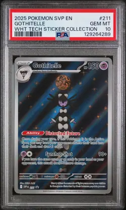 PSA 10 GOTHITELLE #211 2025 POKEMON SVP EN BLACK STAR PROMO WHITE TECH STICKER - Image 1