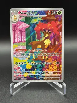Pokemon TCG Sawsbuck Illustration Rare Card 166/162 SV05 Temporal Forces - Image 1