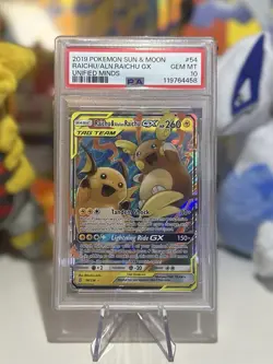 Pokemon TCG Raichu Alolan Raichu GX #54/236 Unified Minds PSA 10 - Image 1
