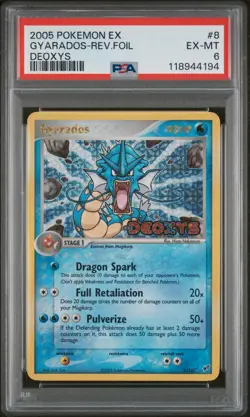 PSA 6 Gyarados 8/107 EX Deoxys 2005 Reverse Holo Rare Pokemon Card TCG - Image 1