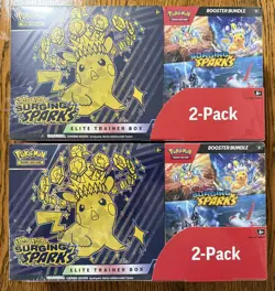Pokemon TCG: Surging Sparks ETB & Booster Bundle Costco 2-Pack Sealed (LOT OF 2) - Image 1