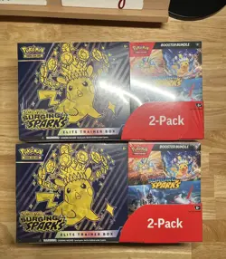 Lot of 2: Pokemon Surging Sparks ETB + Booster Bundle COSTCO 2-Pack - Image 1