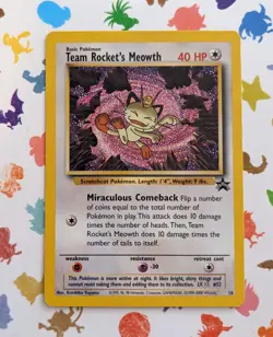 Pokemon TCG Team Rocket's Meowth 18 Black Star Promo WOTC English 2000 - Image 1