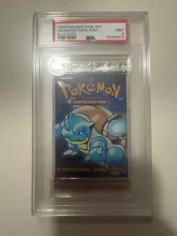 1999 POKEMON BASE SET UNLIMITED-THICK FONT BLASTOISE PACK PSA 9 Mint - Image 1
