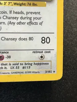 Chansey 3/102 Base Set Holo Pokemon Base Set WOTC - Image 4