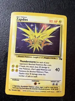 Pokemon TCG Zapdos 15/62 Fossil Unlimited Holo Rare WOTC Lp Nm - Image 1