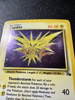 Pokemon TCG Zapdos 15/62 Fossil Unlimited Holo Rare WOTC Lp Nm - Image 2
