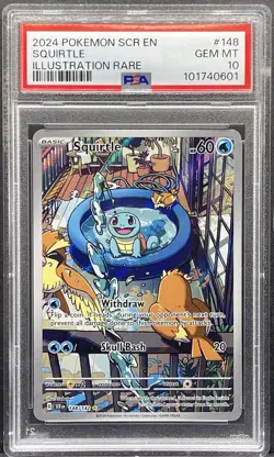 2024 POKEMON SCR EN-STELLAR CROWN ILLUSTRATION RARE #148 SQUIRTLE PSA 10 - Image 1