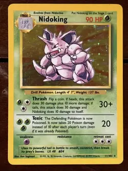 Pokemon Base Set Nidoking 11/102 Holo Rare LP - Image 1
