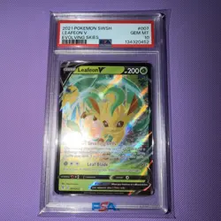 2021 POKEMON SWORD & SHIELD EVOLVING SKIES #007 LEAFEON V PSA 10 - Image 1