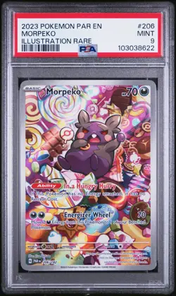 2023 POKEMON PARADOX RIFT 206/182 MORPEKO ILLUSRATION RARE PSA 9 MINT - Image 1