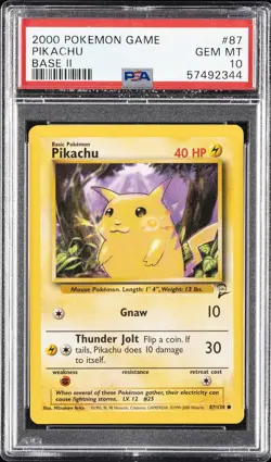 2000 POKEMON BASE SET 2 #87 PIKACHU PSA 10 - Image 1