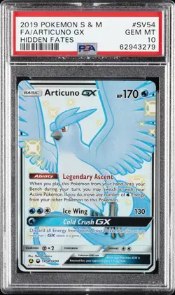 2019 POKEMON SUN & MOON HIDDEN FATES #SV54 FULL ART/ARTICUNO GX PSA 10 - Image 1