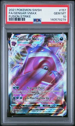2021 POKEMON SWORD & SHIELD FUSION STRIKE #157 FULL ART/GENGAR VMAX PSA 10 - Image 1