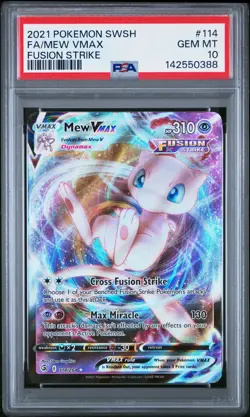 2021 POKEMON SWORD & SHIELD FUSION STRIKE #114 FULL ART/MEW VMAX PSA 10 - Image 1