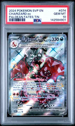 2024 POKEMON SVP EN-SV BLACK STAR PROMO PALDEAN FATES TIN CHARIZARD EX PSA 10 - Image 1