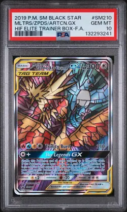 2019 POKEMON SM BLACK STAR PROMO FULL ART/MOLTRES & ZAPDOS & ARTICUNO GX PSA 10 - Image 1