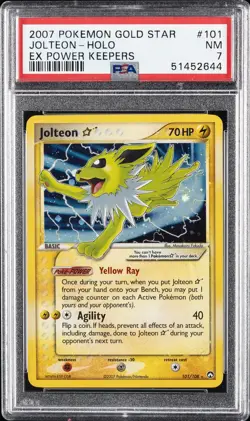 2007 POKEMON EX POWER KEEPERS GOLD STAR #101 JOLTEON-HOLO PSA 7 - Image 1
