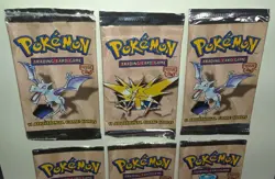 1999 Pokemon FOSSIL Foil Wrapper USED LOT of 6 EMPTY Unlimited Packs - Image 4