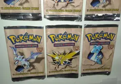 1999 Pokemon FOSSIL Foil Wrapper USED LOT of 6 EMPTY Unlimited Packs - Image 5