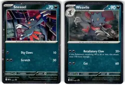 Sneasel MEP 020 & Weavile 021 Holo Rare Black Star Promo Pokemon Card - Image 1