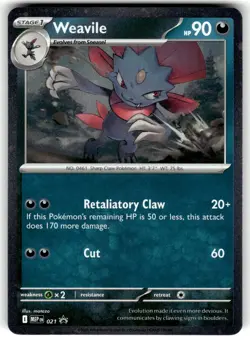 Sneasel MEP 020 & Weavile 021 Holo Rare Black Star Promo Pokemon Card - Image 4