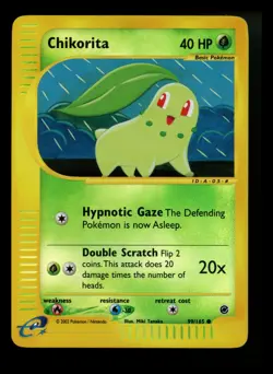 Chikorita 99/165 Expedition 2002 Reverse Holo e-Series Pokemon Card TCG - Image 1