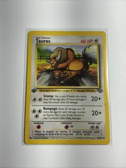 Tauros 47/64 Jungle Regular 1st Edition Pokemon Card TCG - Image 1