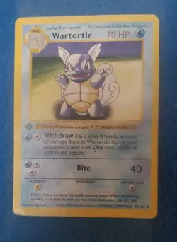 Wartortle 42/102 Base Set 1st Edition Shadowless Pokemon Card MP - Image 2