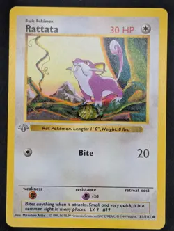 MP 1st Edition Rattata 061/102 Pokemon Base Set (Shadowless) - Image 2