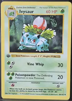 Pokemon Ivysaur 60 HP Uncommon 1st Edition Base Set Shadowless 30/102 Wizards - Image 1
