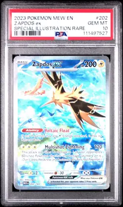 PSA 10 GEM MINT Zapdos Ex 202/165 SIR Special Illustration Rare Pokemon 151 SV - Image 1