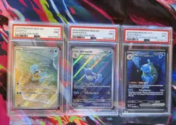 2023 Pokemon Squirtle Wartortle Blastoise ex PSA 9 Illustration Rare Trio 151 - Image 1