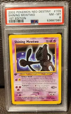 1st Edition Shining Mewtwo Holo PSA 8 Ultra Rare Card 109 Pokemon Neo Destiny - Image 1
