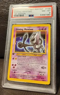 1st Edition Shining Mewtwo Holo PSA 8 Ultra Rare Card 109 Pokemon Neo Destiny - Image 2