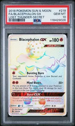 PSA 10 Blacephalon GX 219/214 GEM MINT Lost Thuder Rainbow Secret Rare Pokemon - Image 1